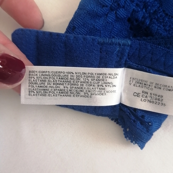 NWT Wacoal Halo Lace Wire Free Bralette in Dazzling Blue US 38 - Picture 14 of 16